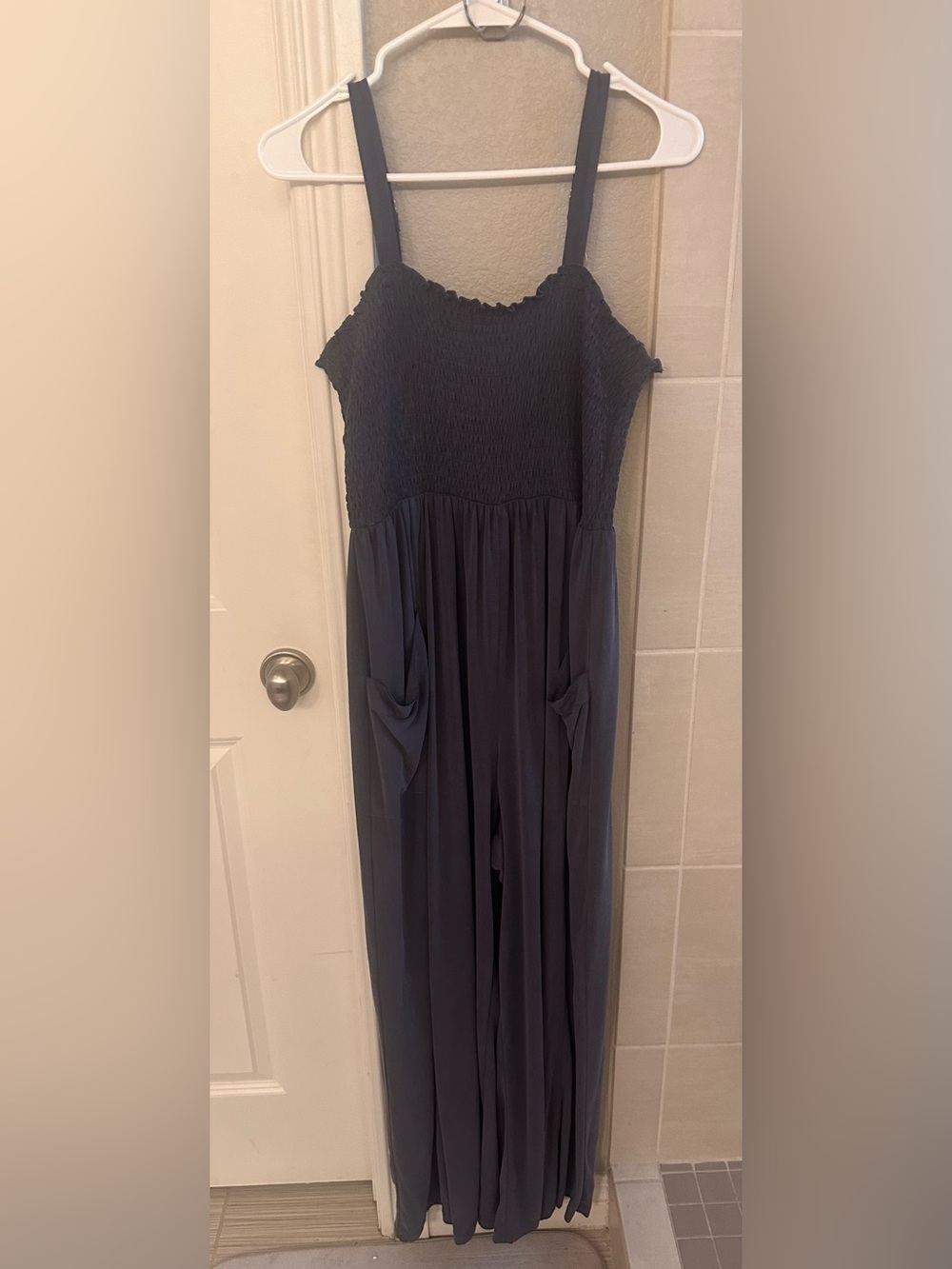 NWT GiGio  Smocked Wide-Leg Jumpsuit – Purplish Gray